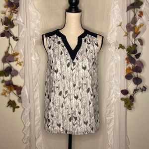 Pixley Black White Feather Sleeveless Top Size‎ Small